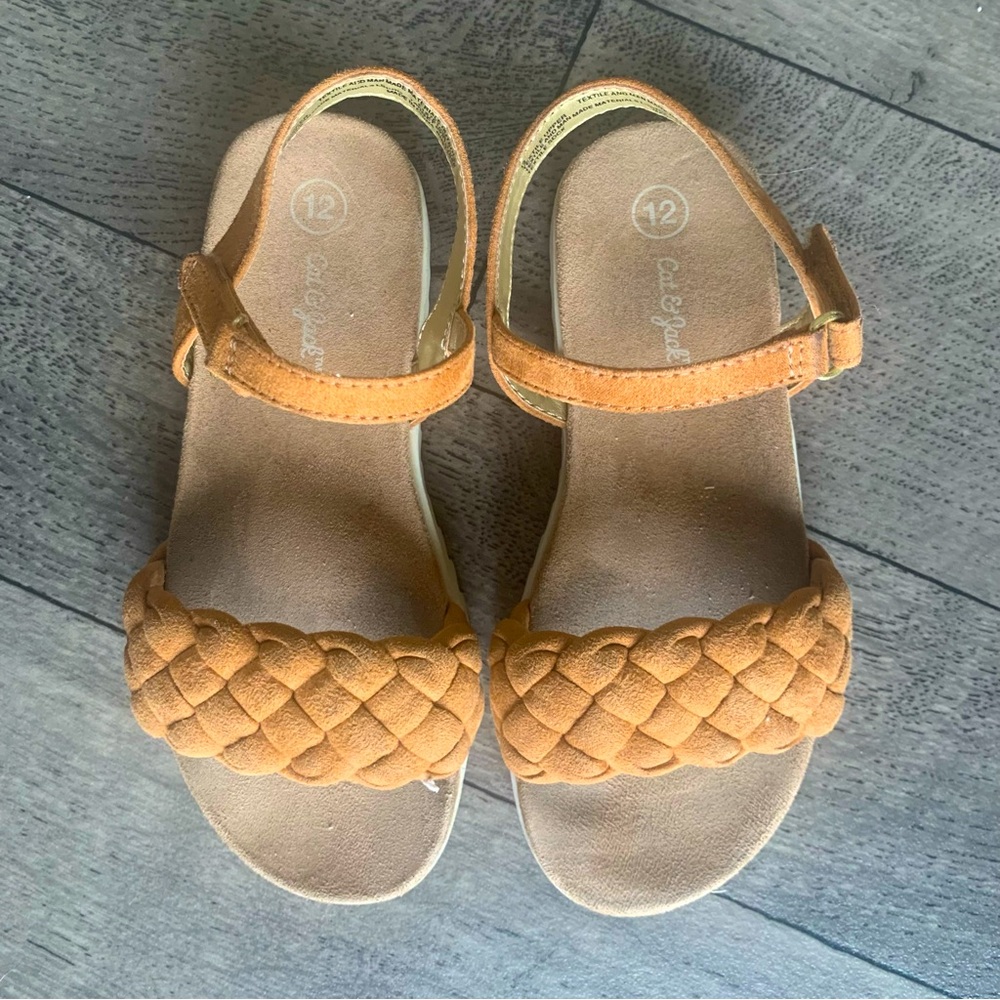 Cat & Jack Toddler Girls' Beth Footbed Sandals |  Cognac | Size 12